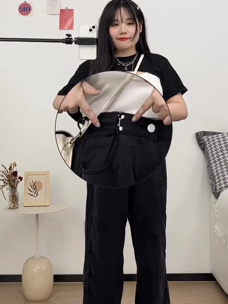 Bla jean en Denim à jambes larges pour femme, grande taille, taille haute, droit, ample, amincissant, longueur au sol, Design Sensation, automne