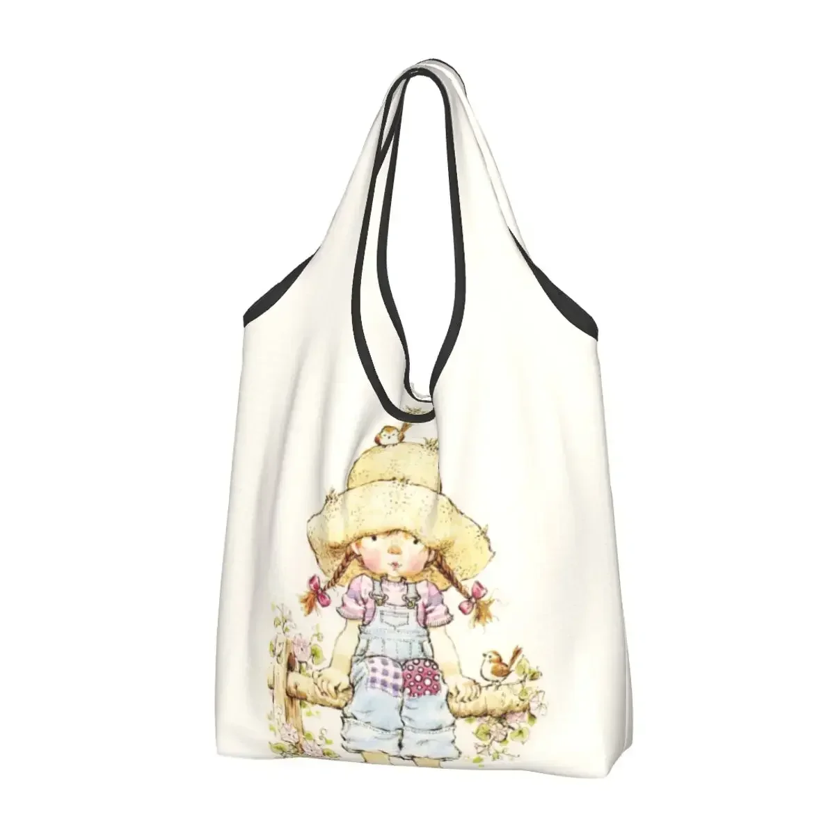 

Large Reusable Sarah Kay Kawaii Girl Grocery Bags Recycle Foldable Cartoon Shopping Tote Bag Washable Lightweight