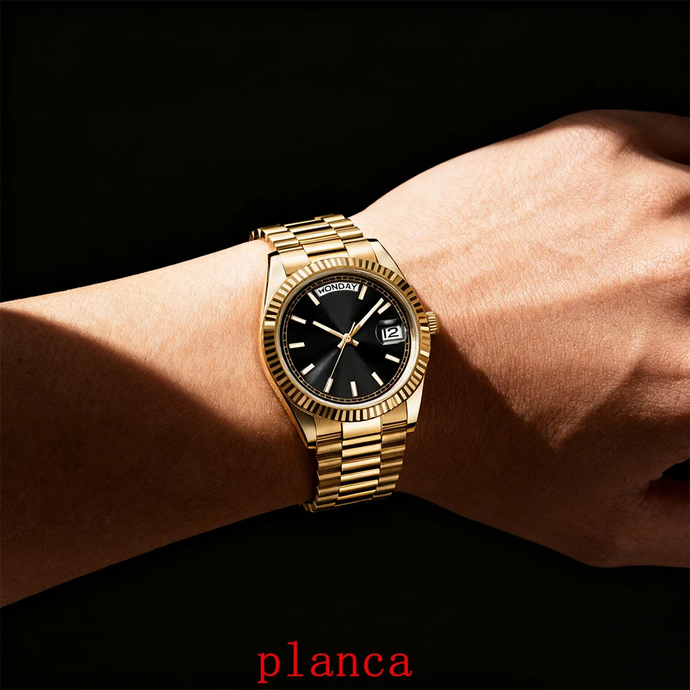 골드/로즈 골드 39mm 기계식 시계 럭셔리 사파이어 글래스 디스플레이 자동 무브먼트 NH36 시계