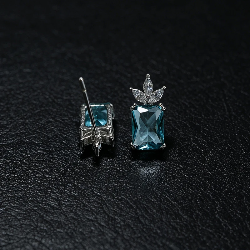 OZAN S925 Sterling Silber Ohrringe, Ohrstecker, blauer CZ-Ananas-Schmuck, modischer Edelsteinschmuck für Frauen, Damen, Mädchen, Geburtstagsgeschenk – Detail 5