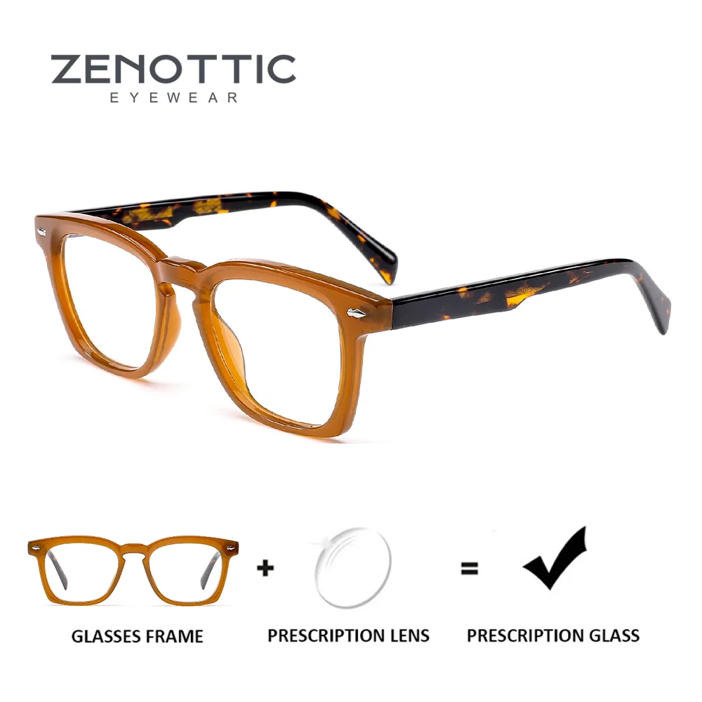 

ZENOTTIC Women Vintage Eyewear Square Acetate Frame Prescription Lenses Retro Chic Multifocal Progressive