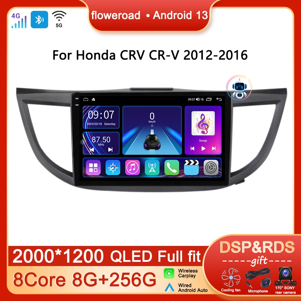 

Car Radio Multimedia Player For Honda CRV CR-V 2012-2016 Android Auto 2din DVD Navigation GPS Apple Carplay Video Screen BT WIFI