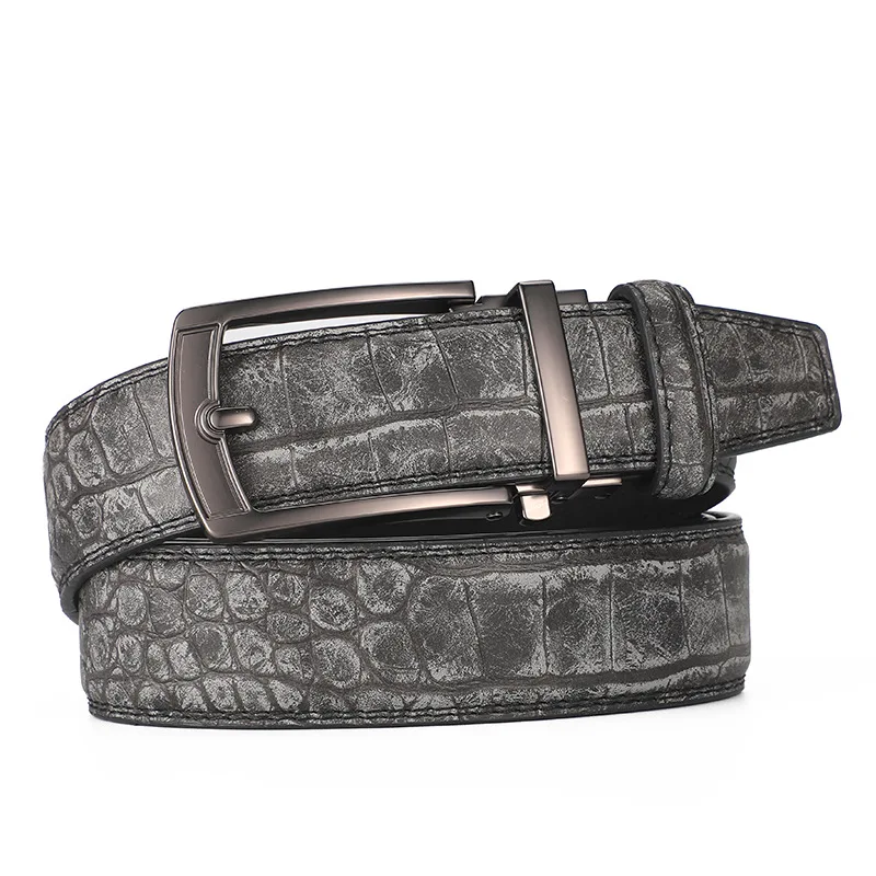 

Новый мужской кожаный ремень 2026 года с пряжкой-пином, деловой повседневный стиль, коричневый, серый, аксессуар для одежды, брюк, 115 см