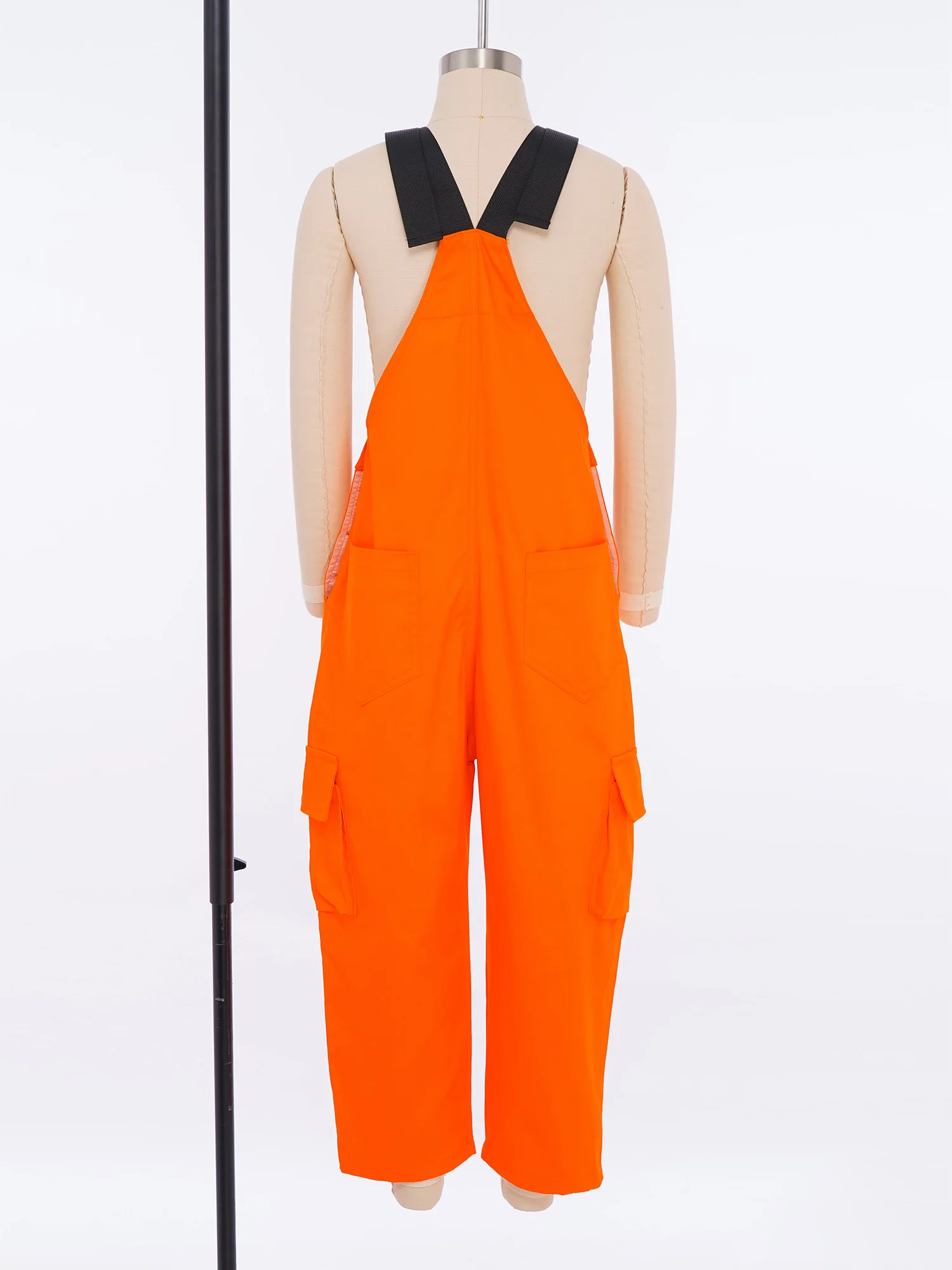 Girls Boys Hip-Hop Street Dance Bib Overall Letter Embroidery Jumpsuit Adjustable Buckle Shoulder Straps Coveralls with Pockets