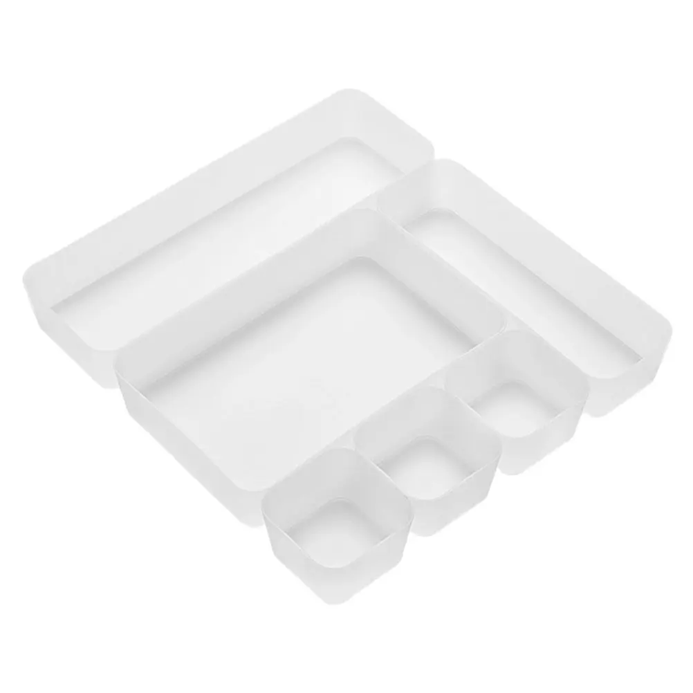 

6pcs Storage Plastic Desk ganizer Home Kitchen White Drawer Partition Underwear Desktop Drawer ganizing Box Container