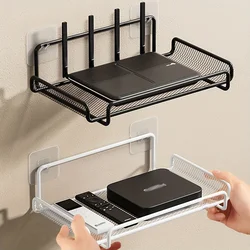 Stainless Steel Wall-Mounted Router Shelf No-Drill Space-Saving Organizer for TV Top Boxes Keys Small Items in Living Room