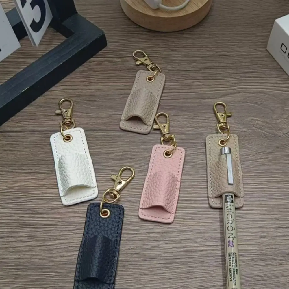Creative PU Leather Lanyard Pen Holder Style with Keychain Pen Case Pen Pouch Wear-resistant Durable Pen Clip