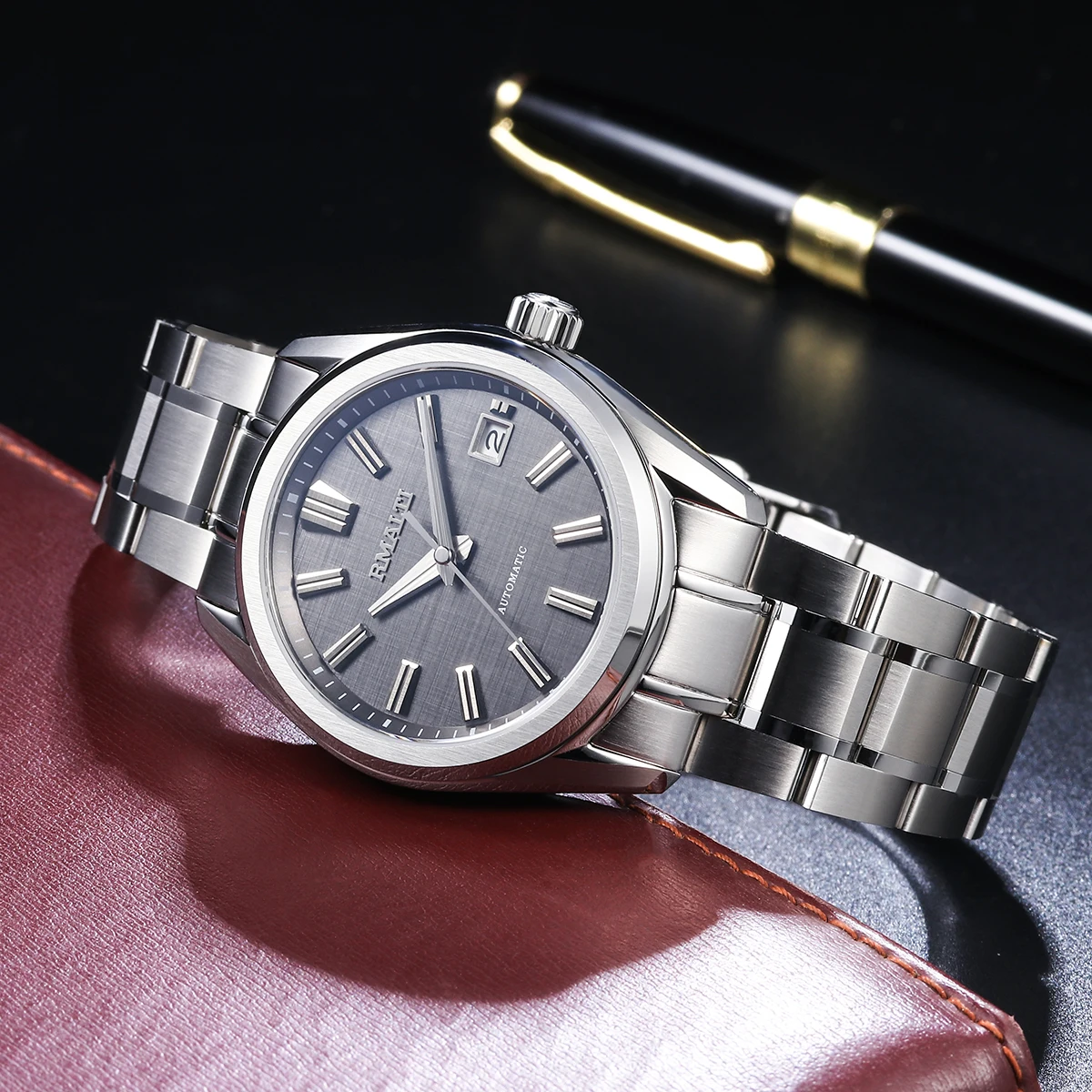 RMALTI NH35 Men\'s Watches Automatic Mechanical Business Watch Luxury Sapphire 10 Bar Date Quality Linen Luxury Class