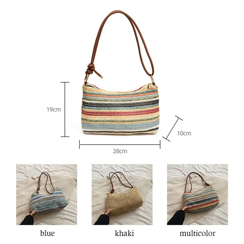 Fashion Grass Woven Shoulder Messenger Bag Rattan Large Capacity Straw Bag Bohemian Handmade Braid Totes for Summer Beach