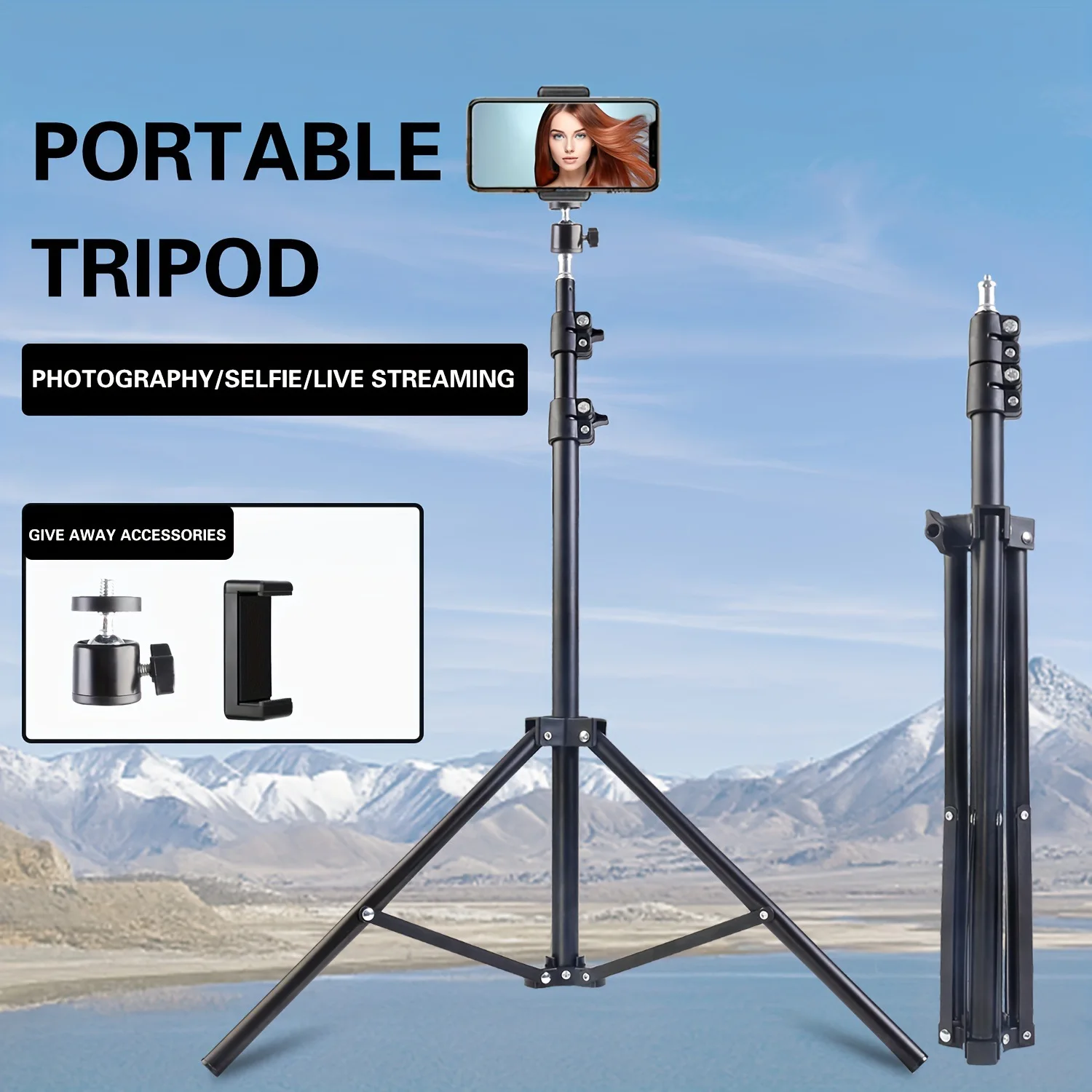 

Phone Tripod 63in Professional Video Recording Camera Photography Stand for Xiaomi HUAWEI iPhone Gopro with Selfie Tripod