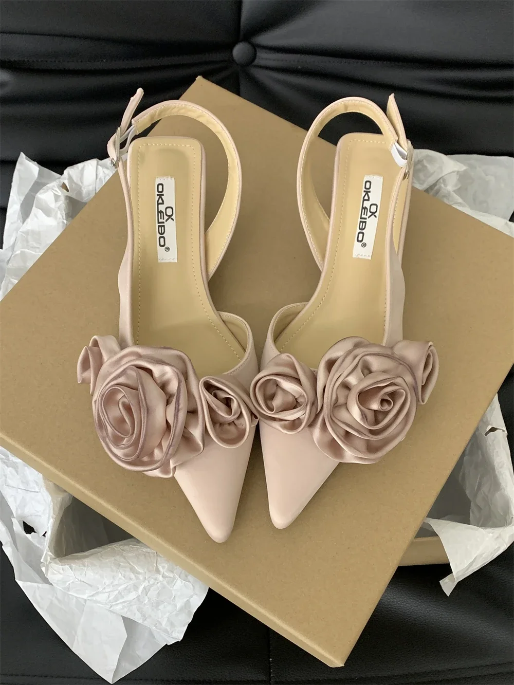Sandales d'été à talons hauts pointus pour femmes, chaussures Sexy à fleurs, à la mode, pour fête de mariage