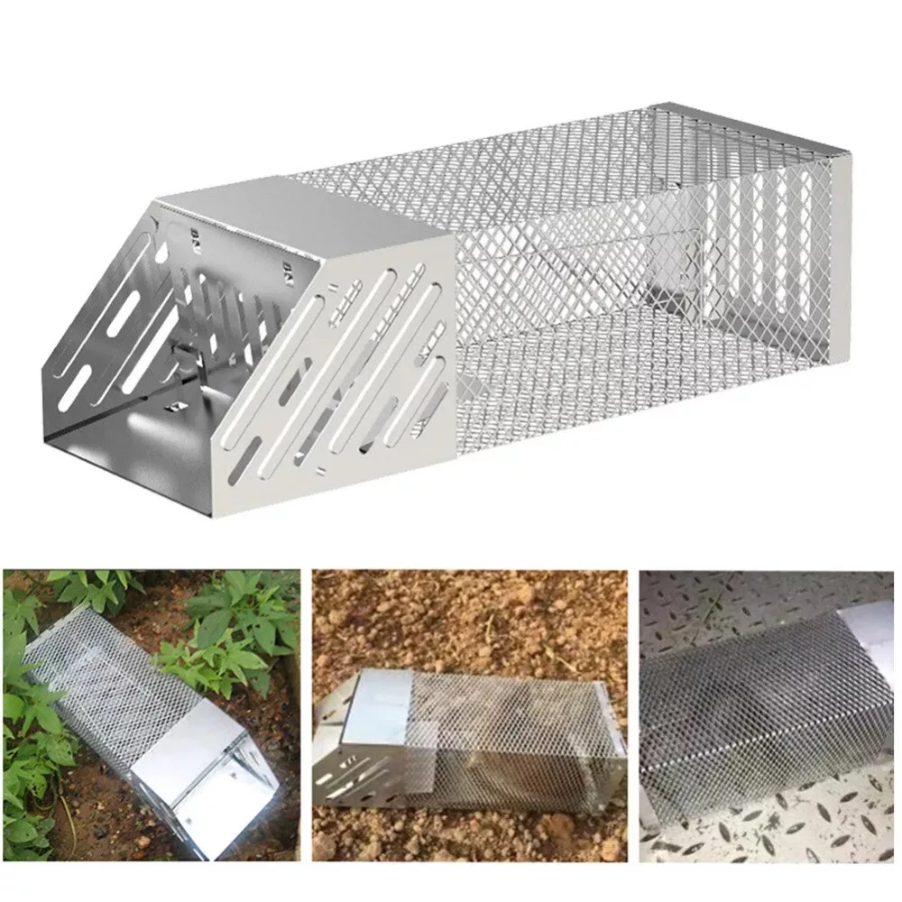 

Practical Reusable Rat Trap Mice Rat Rodent Single Door Garden Mouse Trap Cage Heavy Duty Self-locking Mouse Catcher Household