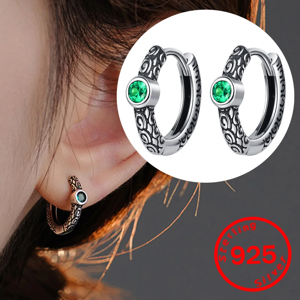 

Antique Green Zircon Earring 925 Sterling silver Ear Buckle Earrings for Women Vintage Grass Pattern Party Gifts Jewelry 2026