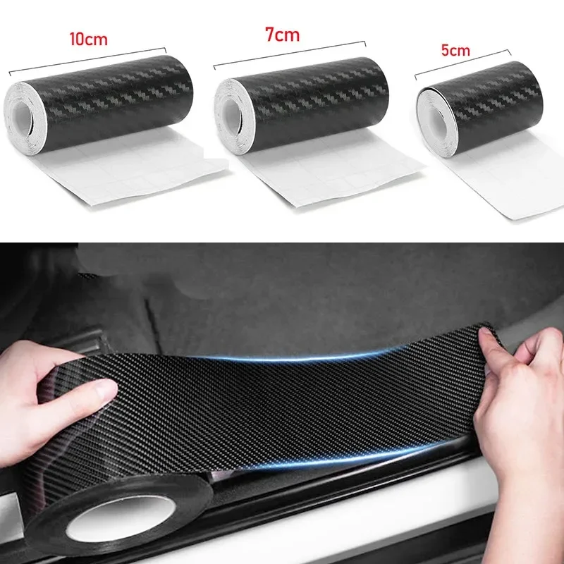 3D Carbon Fiber Vinyl Wrap Car Stickers Door Sill Protector Bumper Tape Car Protector Protective Auto Motorcycle Tablet Decal