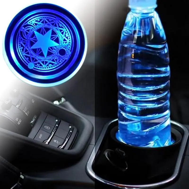 LED Car Cup Holder Insert Anti-Slip Car Cup Holder Coaster With LED Lights Intelligent Sensor Vehicle Interior Decoration Cup