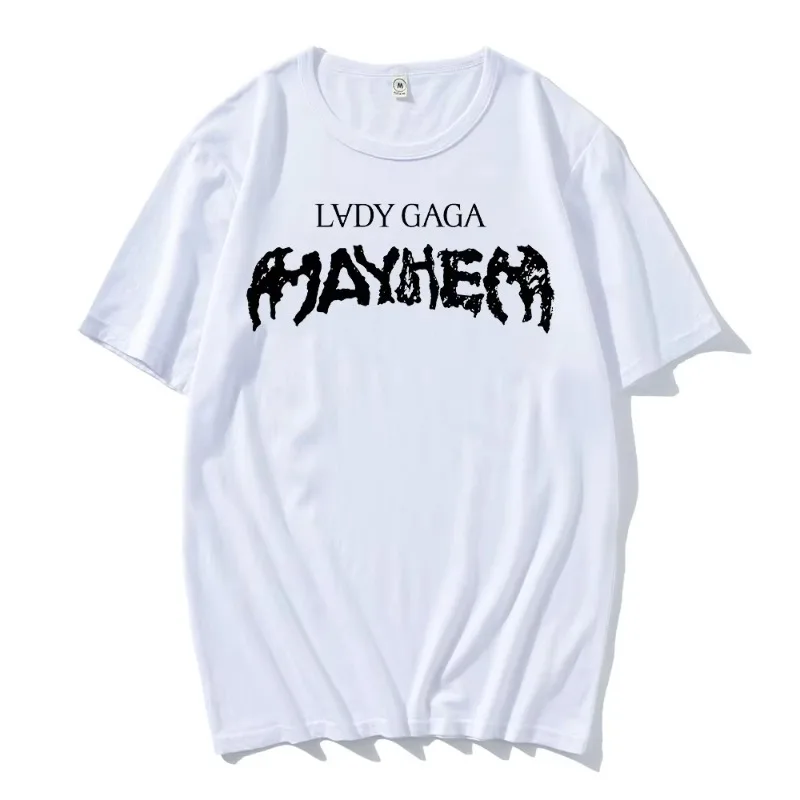 Lady Gaga MAYHEM Klassisches Logo T-Shirt Hip Hop Washed Kurzarm Street TShirt Retro Baumwolle Männer Frauen Top Streetwear Sommer T-Shirt