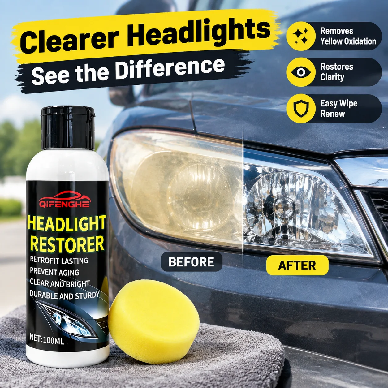 Headlamp Polishing Agent Repair Faded Lens Eliminate Haze Recover Transparent Light Surface