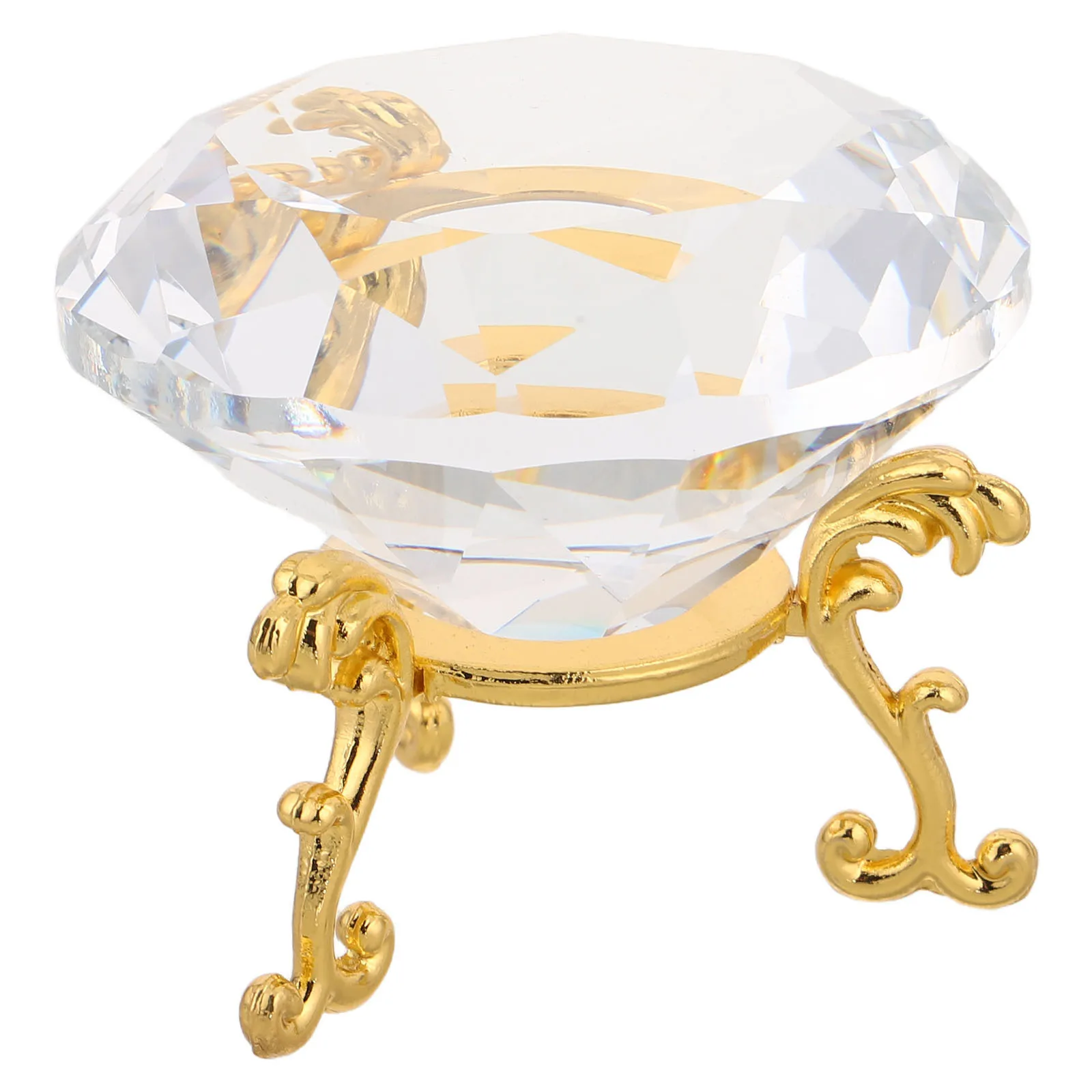 

1Set Crystal Diamond Decorative Piece Stable Display Stand Clear Paperweight Office Mantel Shelf Wedding Centerpiece
