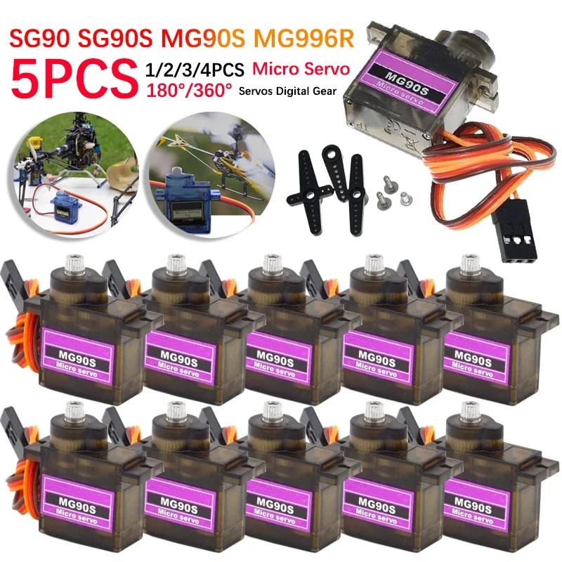 

1-5pcs SG90 SG90S MG90S MG996R Micro Servos Digital Gear MG995 SG92R High Torque Servo for Futaba JR Helicopter Boat RC Airplane