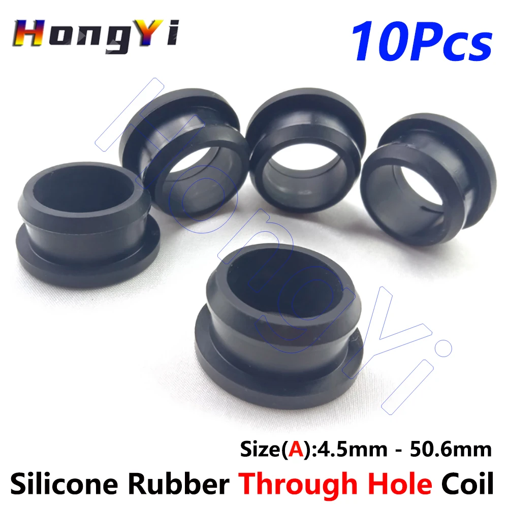 10Pcs 4.5mm - 50.6mm Black Silicone Rubber Snap-on Wiring Grommets Through Hole Inserts Plug Protect Cable