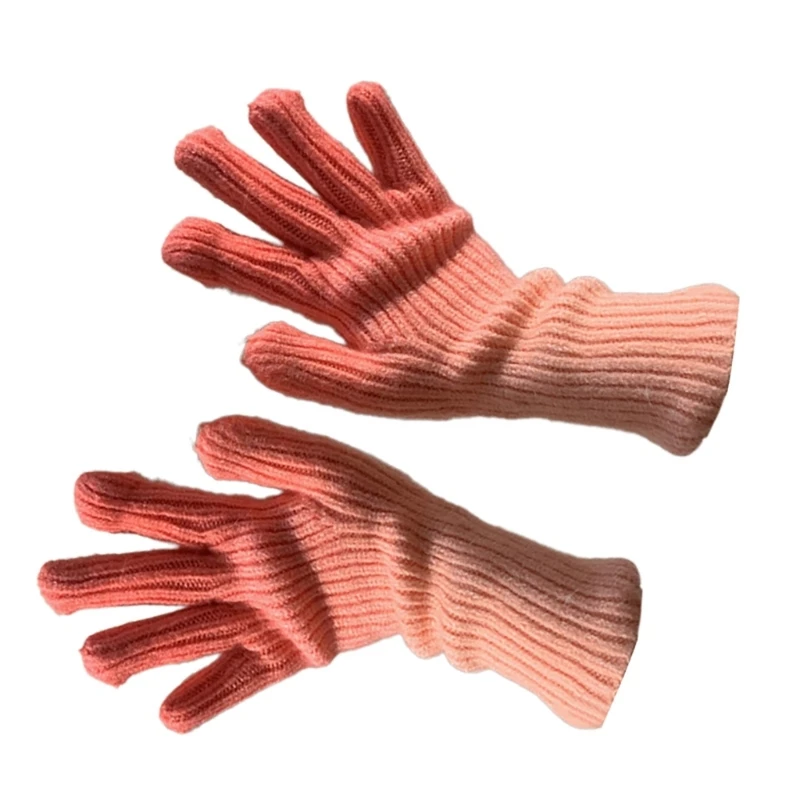 11UE 2-teilige Winter-Strickhandschuhe mit voller Hand, 2-Finger-Touchscreens, winddichte Fäustlinge