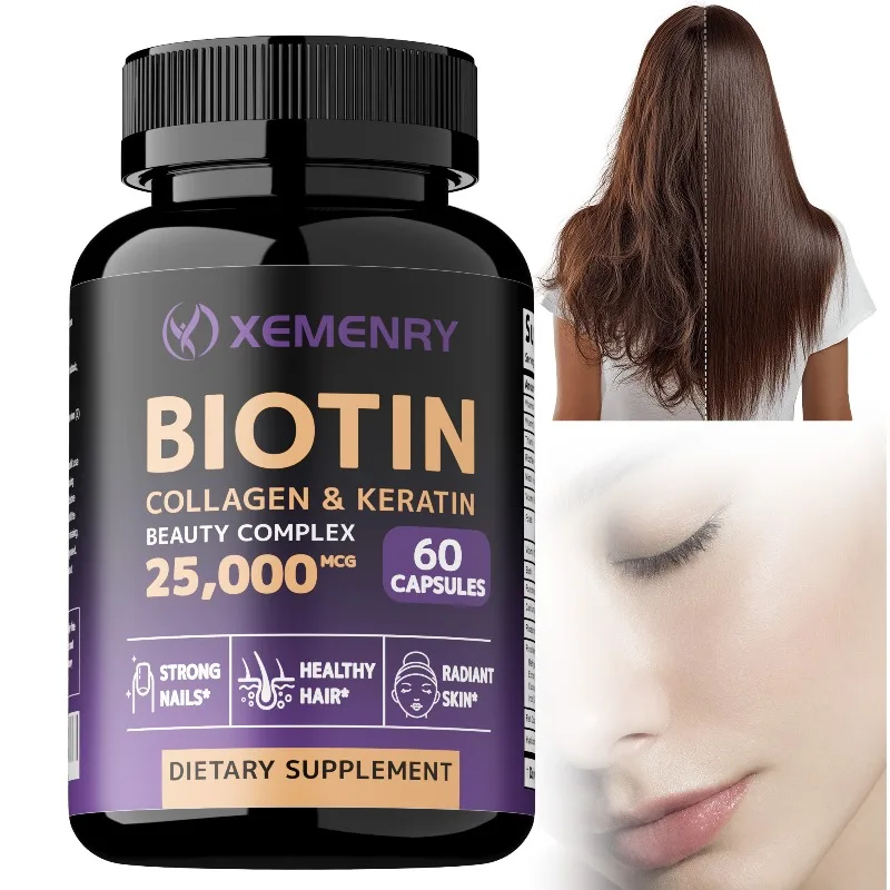 

Biotin + Collagen + Keratin Capsules - Hair Growth, Strengthens Weak Nails, Anti-Aging, Supports Skin, Joints and Bones Health
