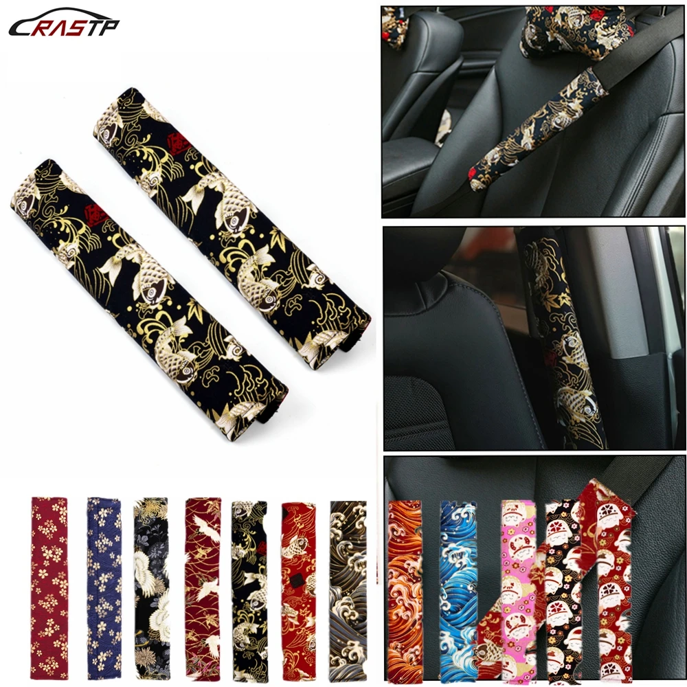 

RASTP-Universal 2PCS Car Seat Belt Cover Auto Seat Belt Covers JDM Style Fabric Protector Safety Belts Shoulder Pad RS-BAG078