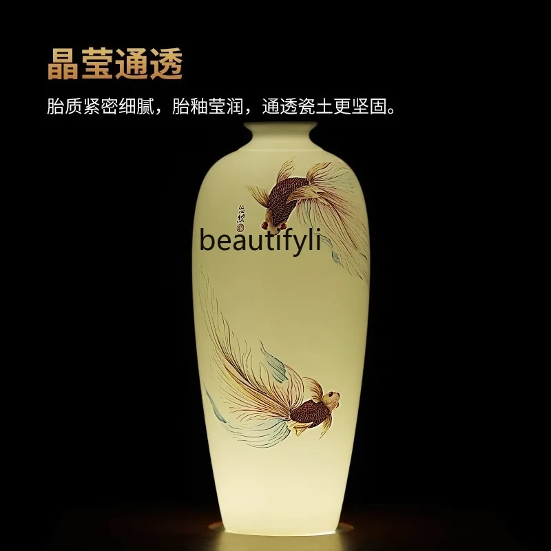 New Chinese Style Leisurely Frozen Plum Bottle Hand Painted Ceramic Vase Decoration Wine Cabinet Study Room Decoration