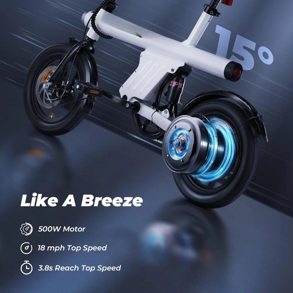 Electric Bike 750W Peak Motor, 20 Mph Folding Ebike, 14