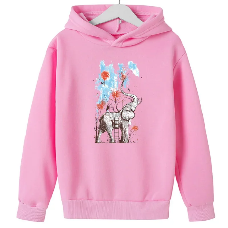 Neue süße Sweatshirts mit Elefantenmuster für Jungen und Mädchen, Geburtstagsgeschenk, Top, dicke Kleidung, Kinder-Hoodie-Pullover, rosa, verkaufen sich wie