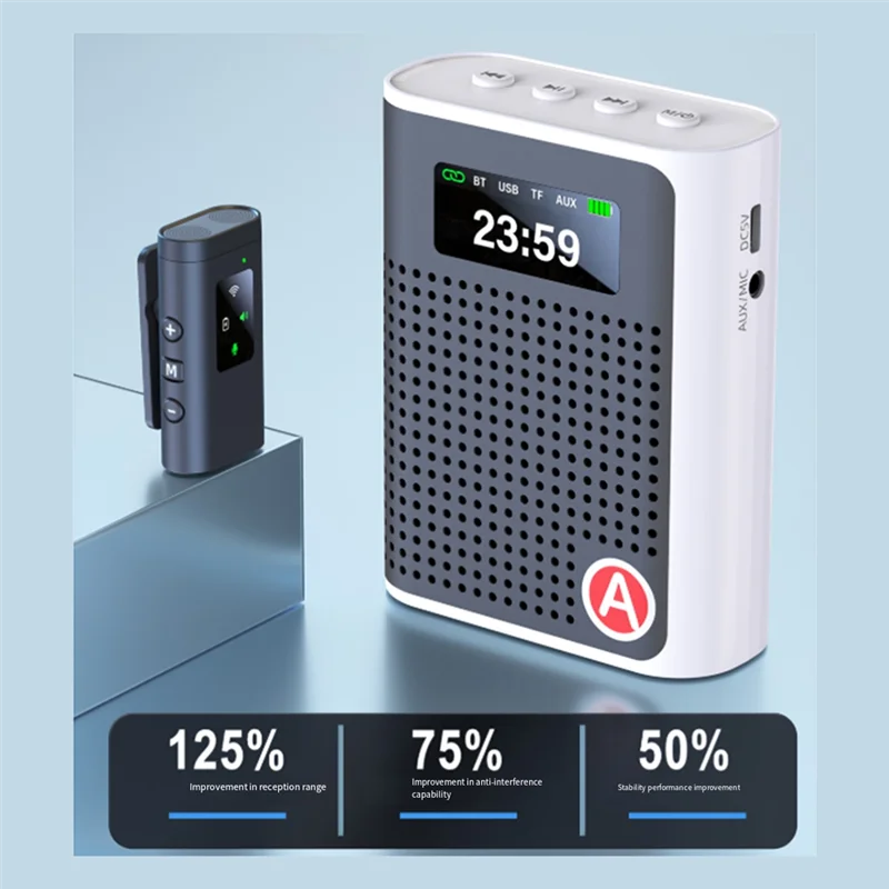 A25P Portable Speaker Amplifier For Teacher Tour Guide Digital Display Wireless Collar Amplifier Little Bee Multi-Function