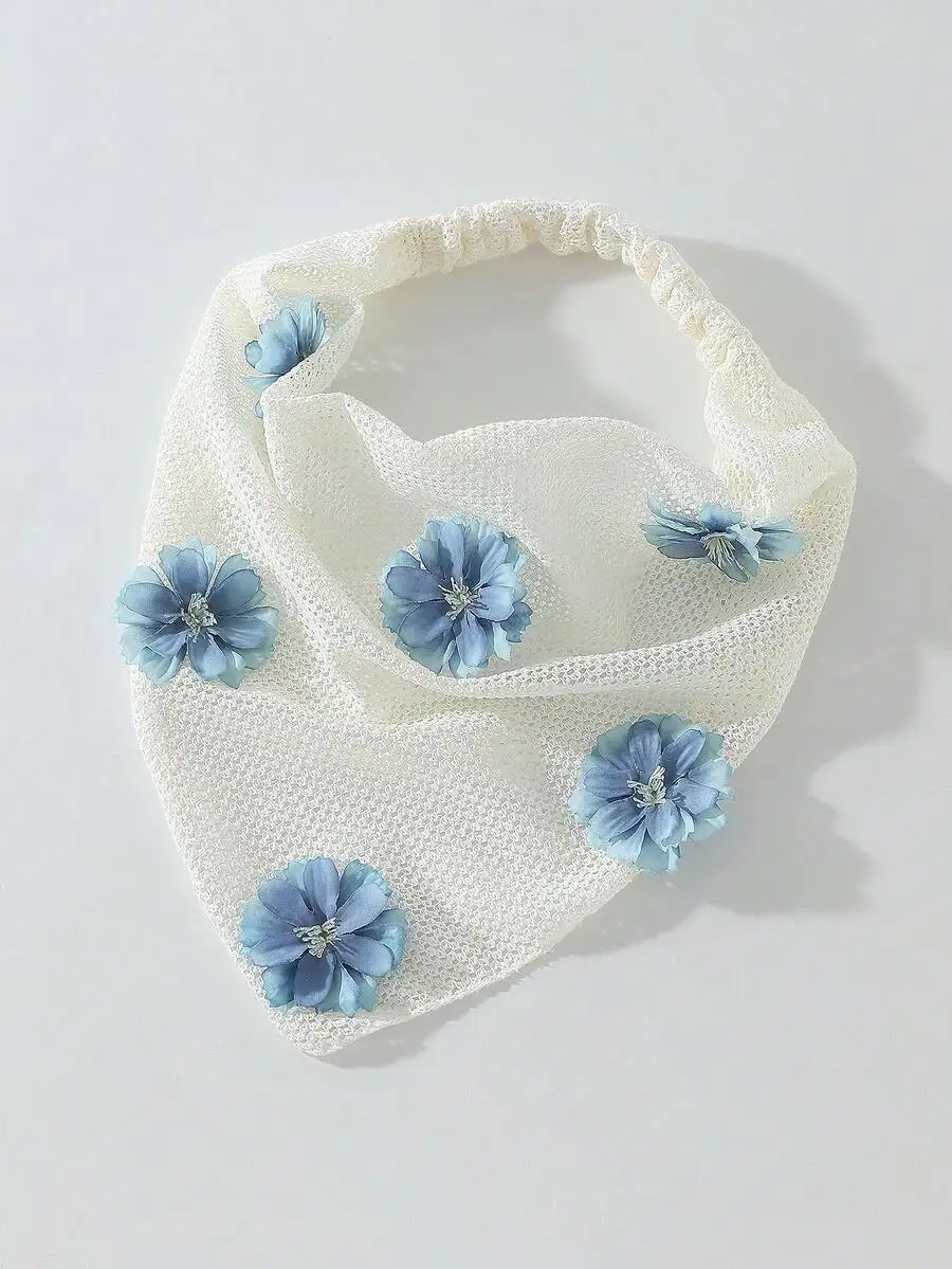 

Elegant Floral Embroidered Mesh Headband With Rolled Edge For Women Daily Vacation Wear