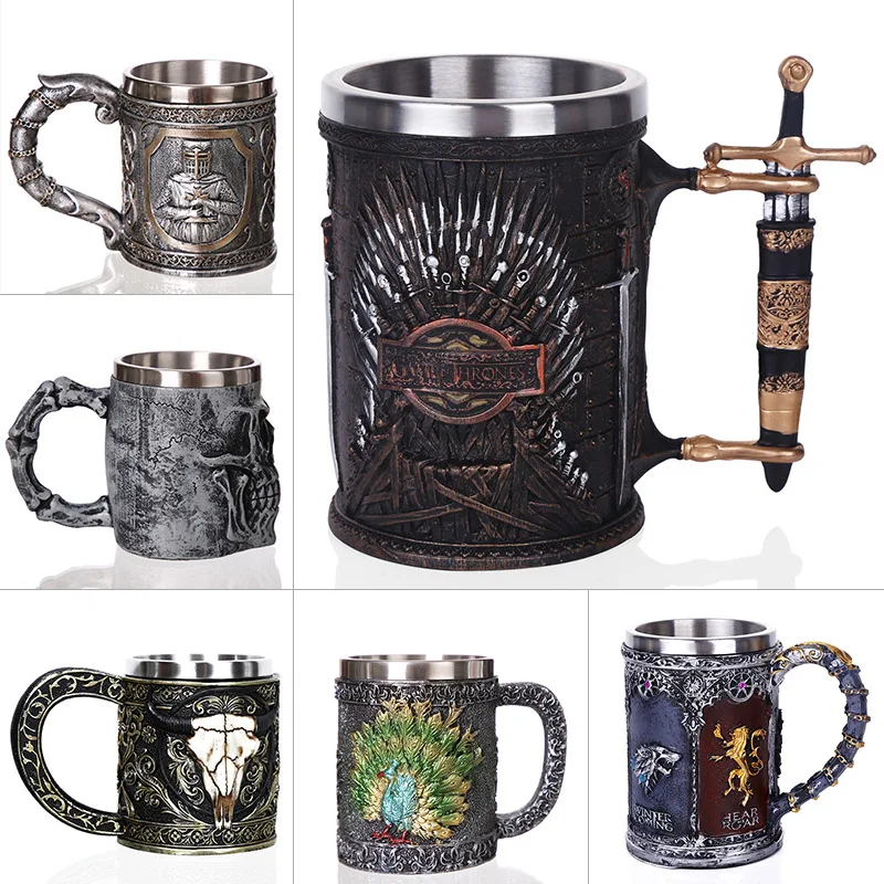 

Кружка SkullMug из смолы и нержавеющей стали с 3D-дизайном, креативная кофейная чашка, бокал для вина без крышки, настраиваемый корпоративный подарок
