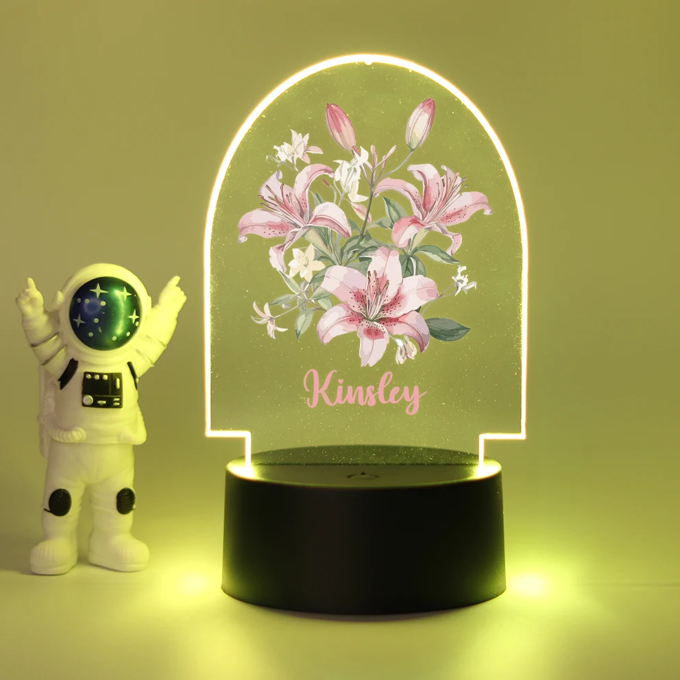 Personalized Custom Flower Beauty  Led Table Lamp Indoor Lighting Gifts Decoration Children'S Gift