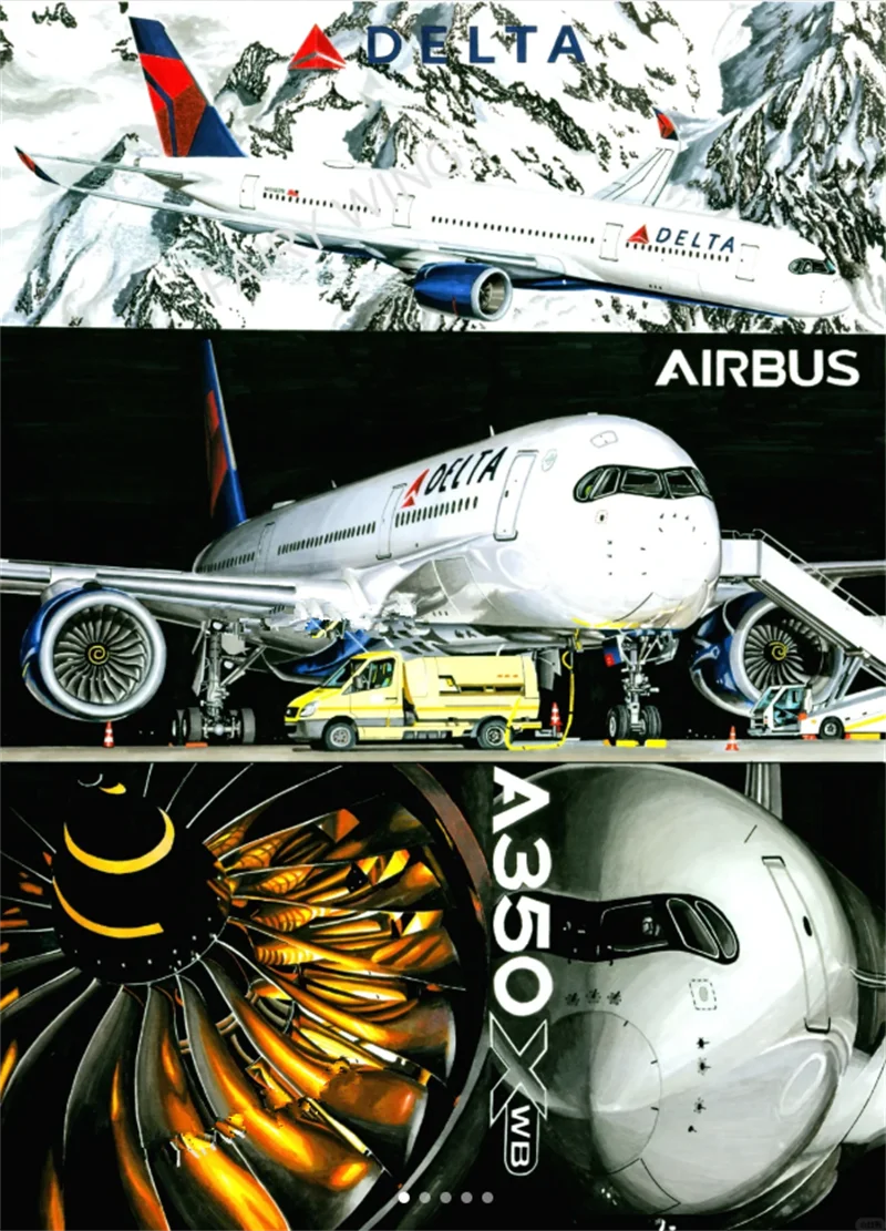 

Масштаб 1/142 Самолет A350 Delta Модель авиакомпании Светодиодный светильник Шасси Литая под давлением Смола Модель самолета Коллекция игрушек Дисплей