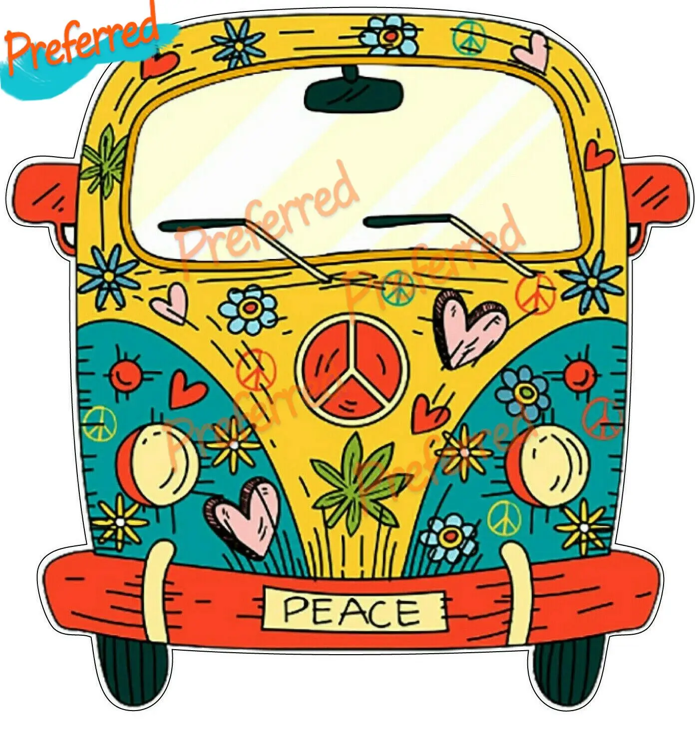 Hippie Van Volkswagens Peace Vinyl Sticker or Your All Cars Racing Laptop Helmet Trunk Surf Camper