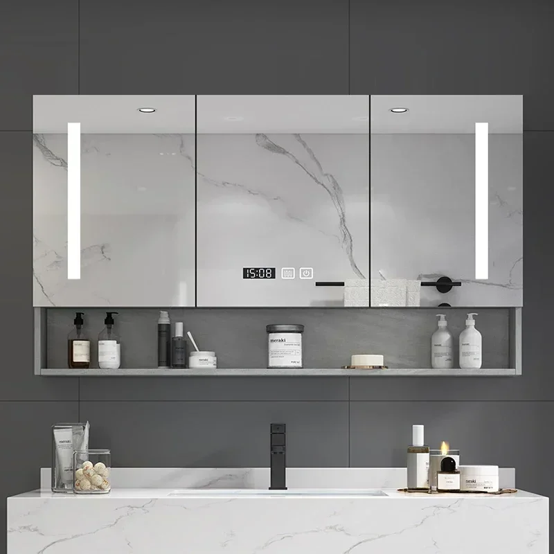 Modern Vanity Sets Cabinets Fogless Smart Backlight Aesthetic Bathroom Cabinets Kitchen Bedroom Mobile Bagno Mirrored Furniture