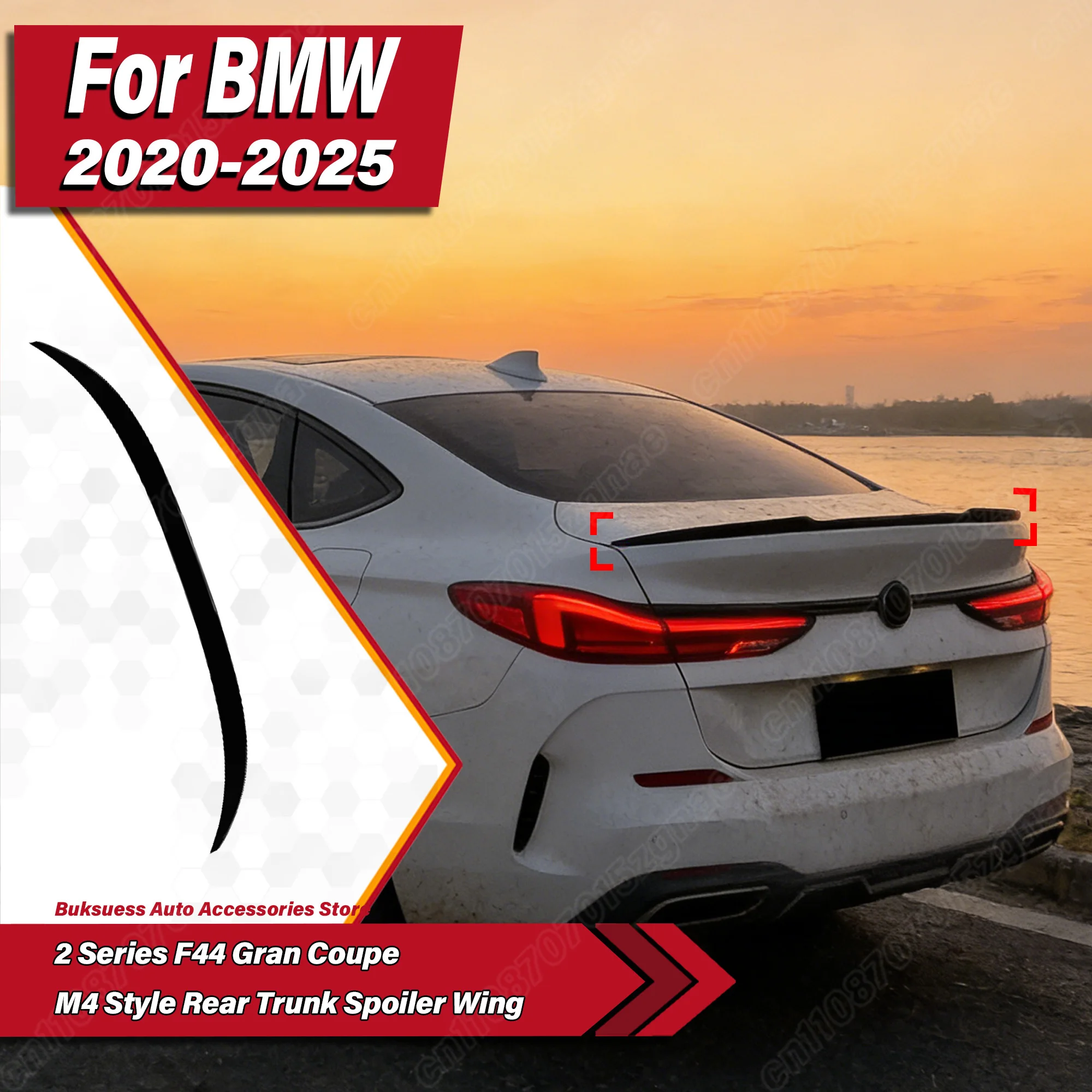 

For BMW 2 Series F44 Gran Coupe 2020 2021 2022 2023 2024 2025 Automobile M4 Style Rear Trunk Spoiler Wing Body Modification Kit