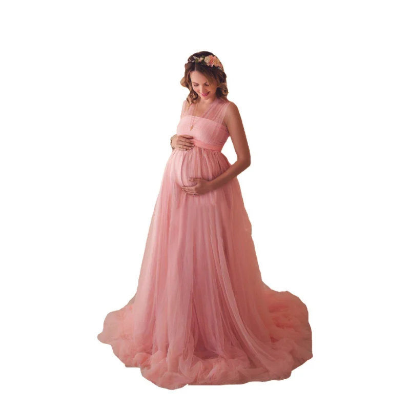 

Maternity Photo Shoot Dress Multiway Wrap Tulle Long Maxi Gown Pregnant Women Party Baby Shower Dress Photography Props Costume