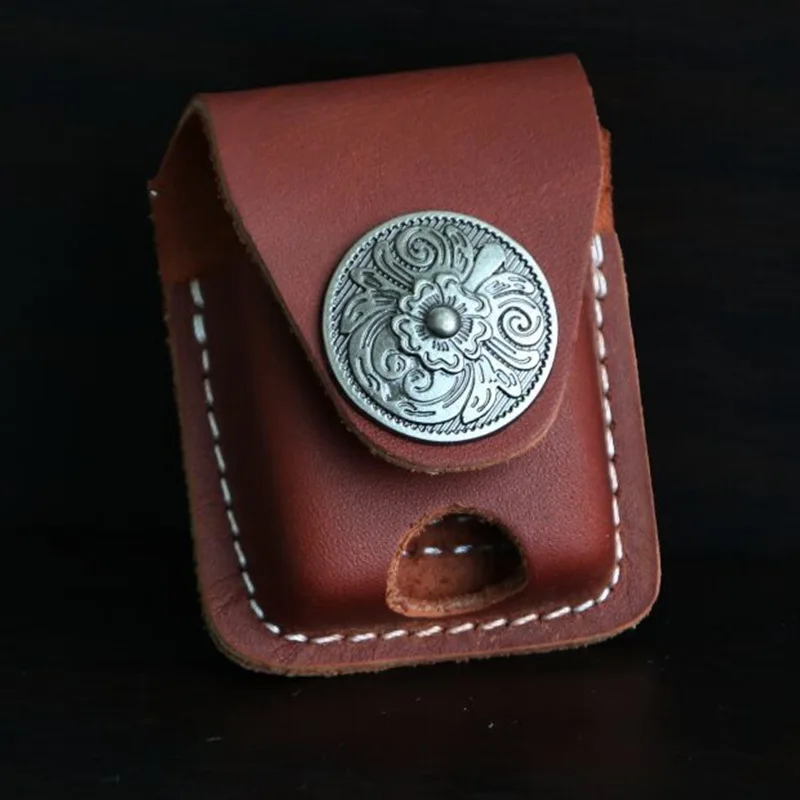 Genuine Leather Lighter Case Cowhide Custom Protective Sleeve Lighter Storage Holster Belt Bag Handmade for Zippo Lighter Case