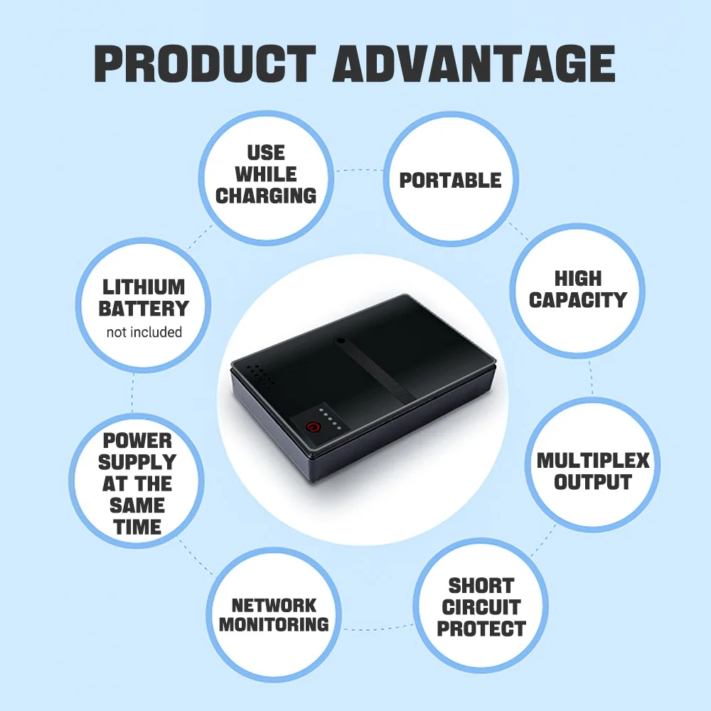 EU UPS Uninterruptible Power Supply 18W DC Backup Battery DC1018L 5V 9V 12V 1-2A AC220V for Router Wifi Modem Backup Charger