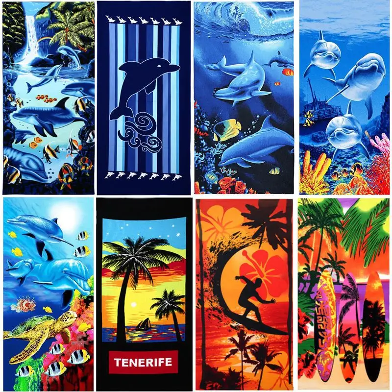 

Microfiber Sea World Beach Towel, Ocean Dolphin Beach Towels Oversized, Quick Dry Marine Life Bath Towel Absorbent Towel