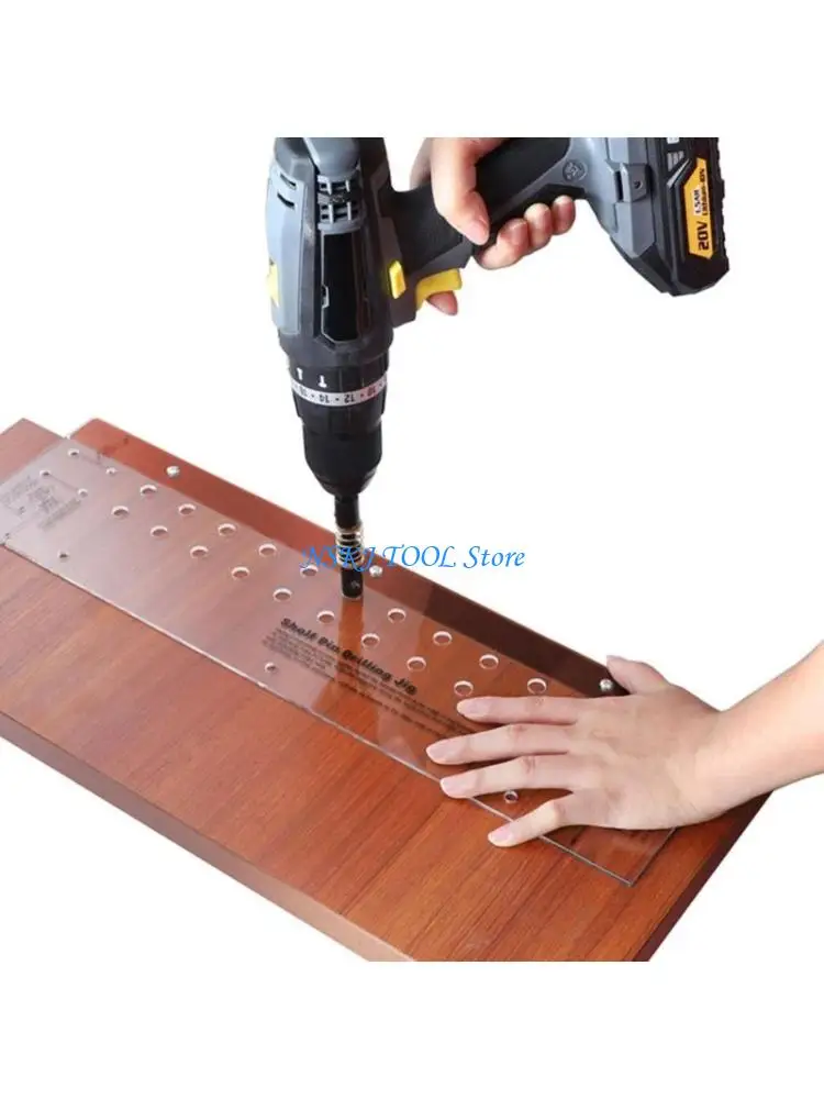 

L8RC Locator Cabinet Hole Drilling Guide Locator Acrylic Bubble Level Ruler Hardware Jig Drilling Dowelling Guide