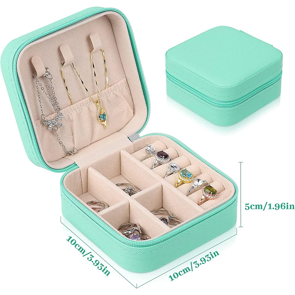 Portable Jewelry Storage Box Travel Necklace Ring Storage Case New Zippered Women's Fashion Simplicity Food Pattern Series