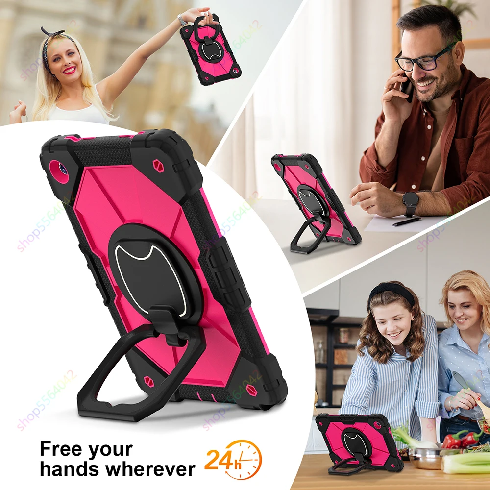 For Samsung Galaxy Tab A9 Plus Case11 Inch 2023 SM-X210/X216/X218 Shockproof Silicon PC Pull Ring Stand Shoulder Strap Cover