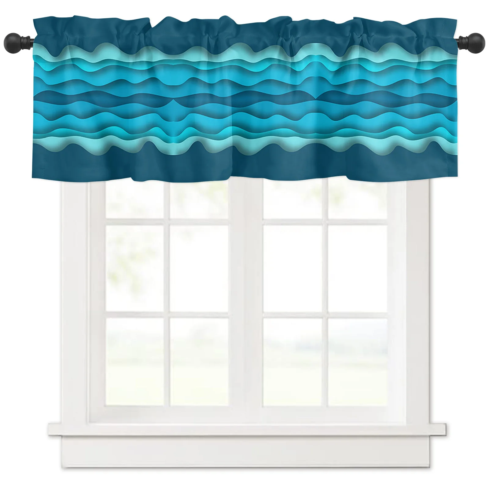 ZEDLIYU Valances for Windows Kitchen Living Room Small Window Valance Geometry Ombre Line 1 Panel, 54 x 18 Inch