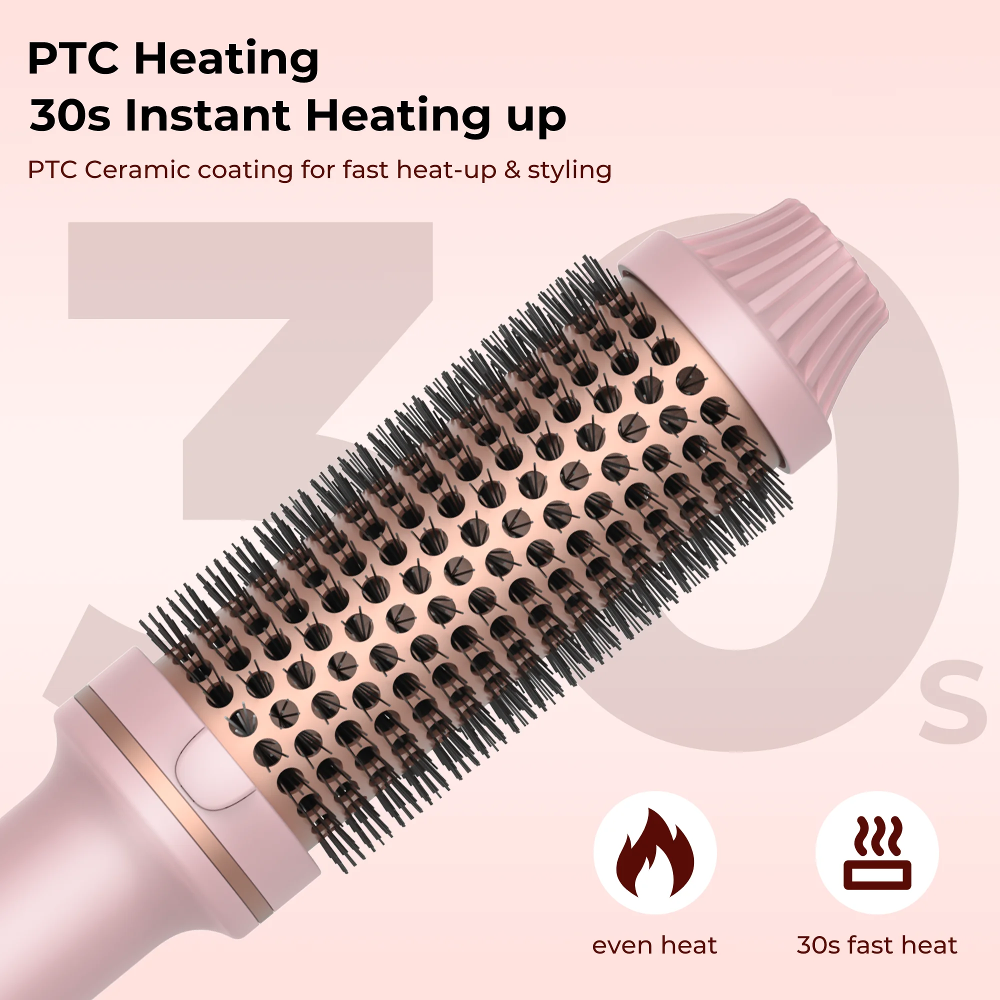 Thermal Brush 1.5 in Heated Curling Brush Ceramic Curling Comb Volumizing Brush Curling Iron Travel Curling Iron with Brush