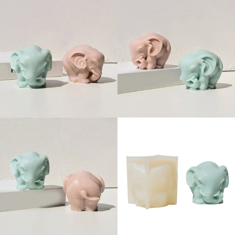 Moldes silicona para velas R2LD, elefante 3D, para fabricación velas resina epoxi, moldes silicona para yeso y