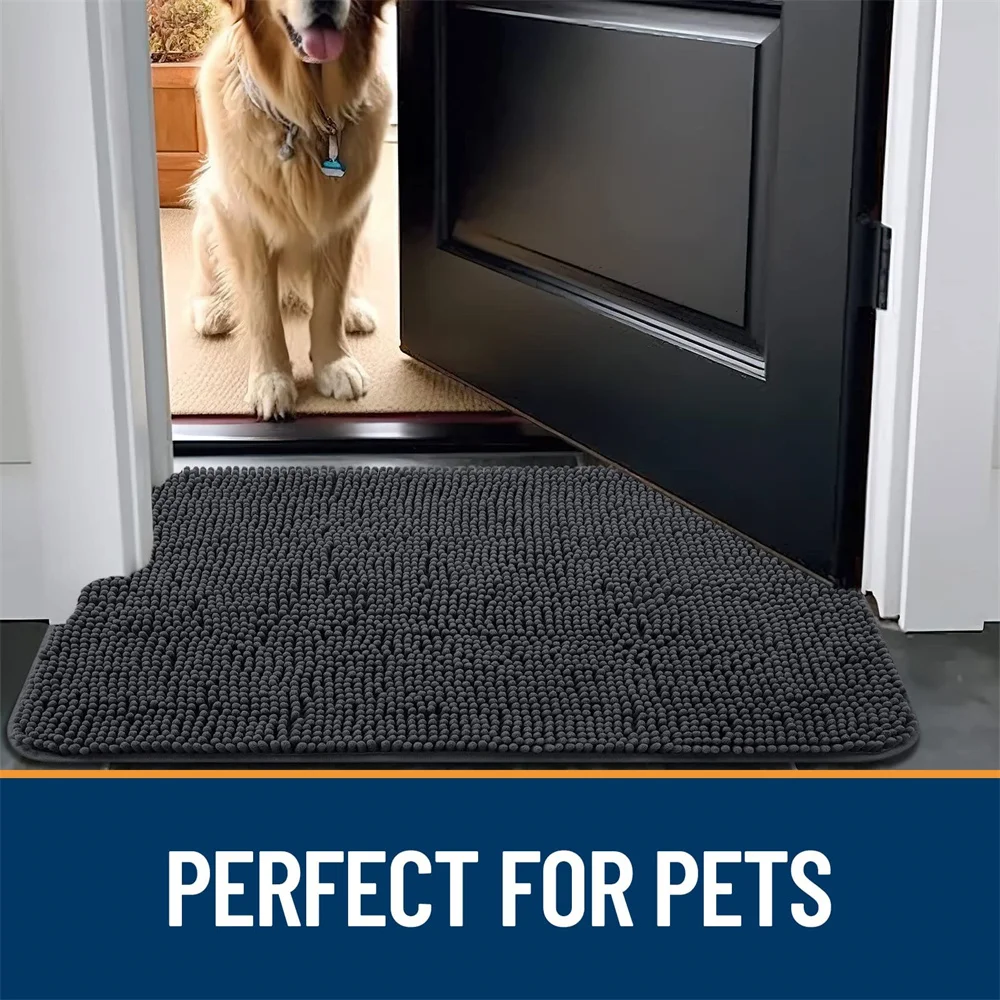 Olanly Dog Door Mat For Muddy Paws Dirt Absorbent Non-Slip Washable Mat Quick Dry Microfiber Mud Mat Dogs Entry Indoor Door Mat