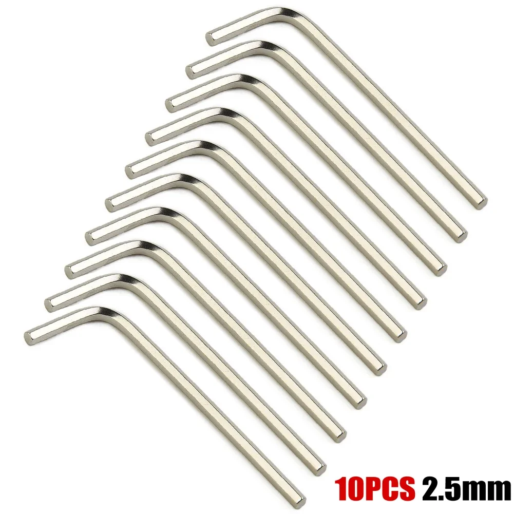 10pcs L-type Hex Wrench Hexagon Wrench Key Wrench 1.5-6mm Steel Compact Portable Hand Tools Silver 1.5/2/2.5/3/6mm